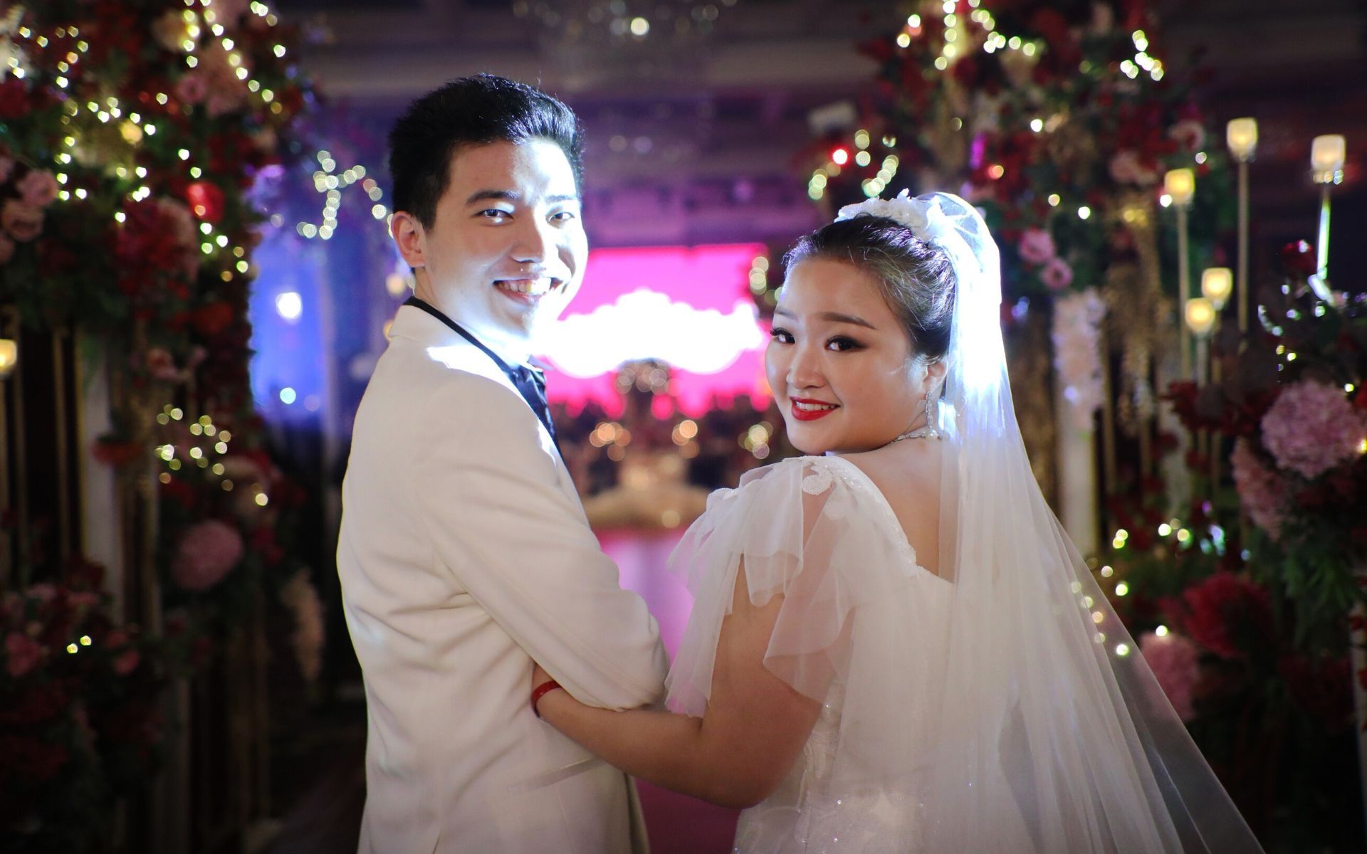 The bride and groom making their grand entrance