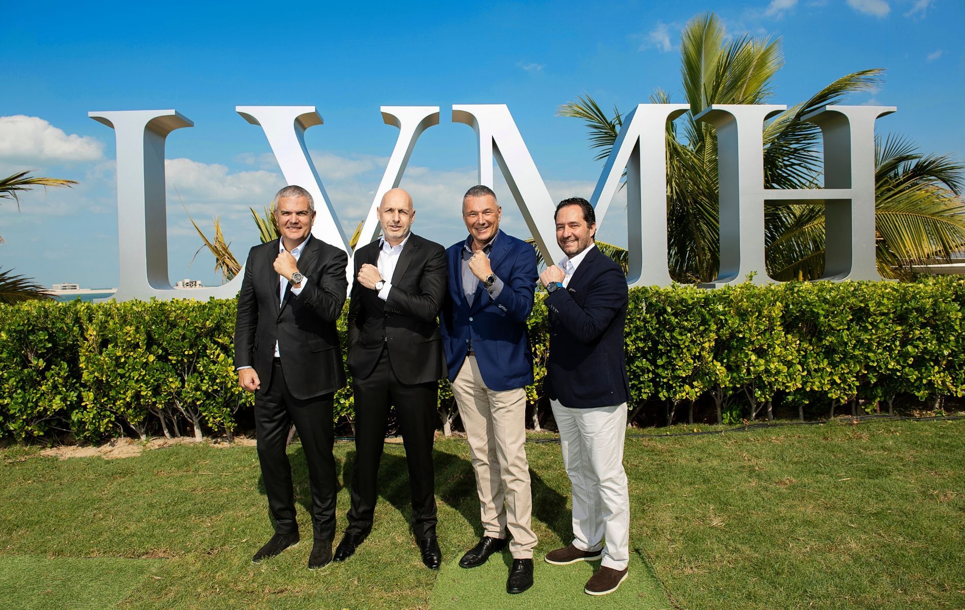 Ricardo Guadalupe, Stephane Bianchi, Jean-Christophe Babin and Julien Tornare representing Hublot, TAG Heuer, Bvlgari and Zenith respectively at LVMH Watch Week in Dubai earlier this year