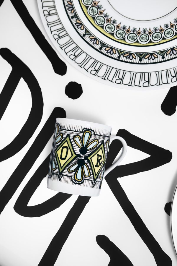 Designed by Cordelia de Castellane, the plates and mugs in the collection are adorned with motifs by designer Shawn Stussy (Image: Dior)