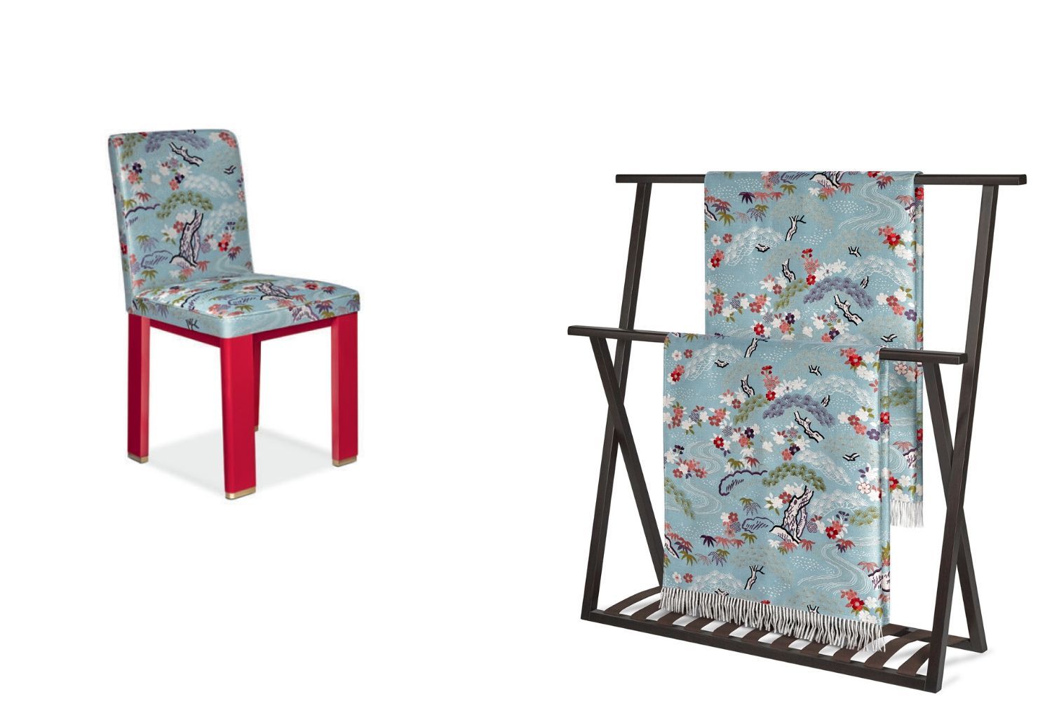 Colour bursts and quirky prints (the name of this jacquard fabric is Odaware, in case you were wondering): whimsical pieces like these made an appearance in Armani-Casa's unique display at the Salone del Mobile 2019 (Image: Armani)