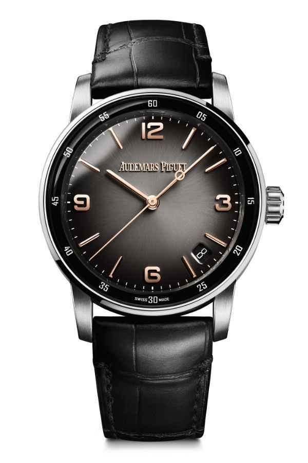 Self-winding with smoked grey lacquered dial