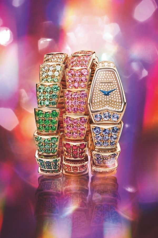 Bulgari Serpenti Viper Rainbow set with diamonds, sapphires, rubies and emeralds (Photo: Bulgari)