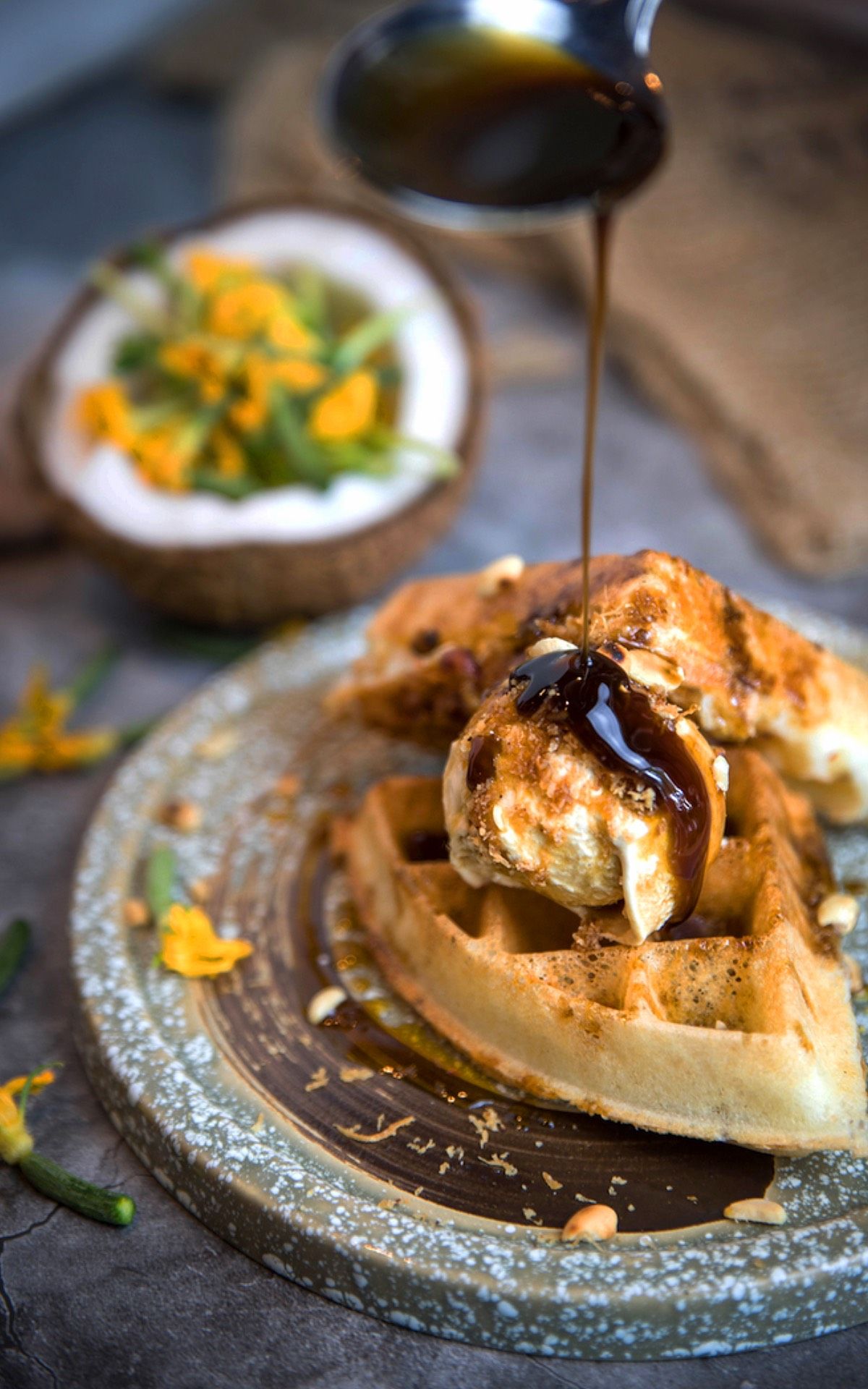 The lovechild of a waffle and an apam, the Waffam is a wonderful way to cap your meal here (Photo: Kayra Authentic Kerala Cuisine)