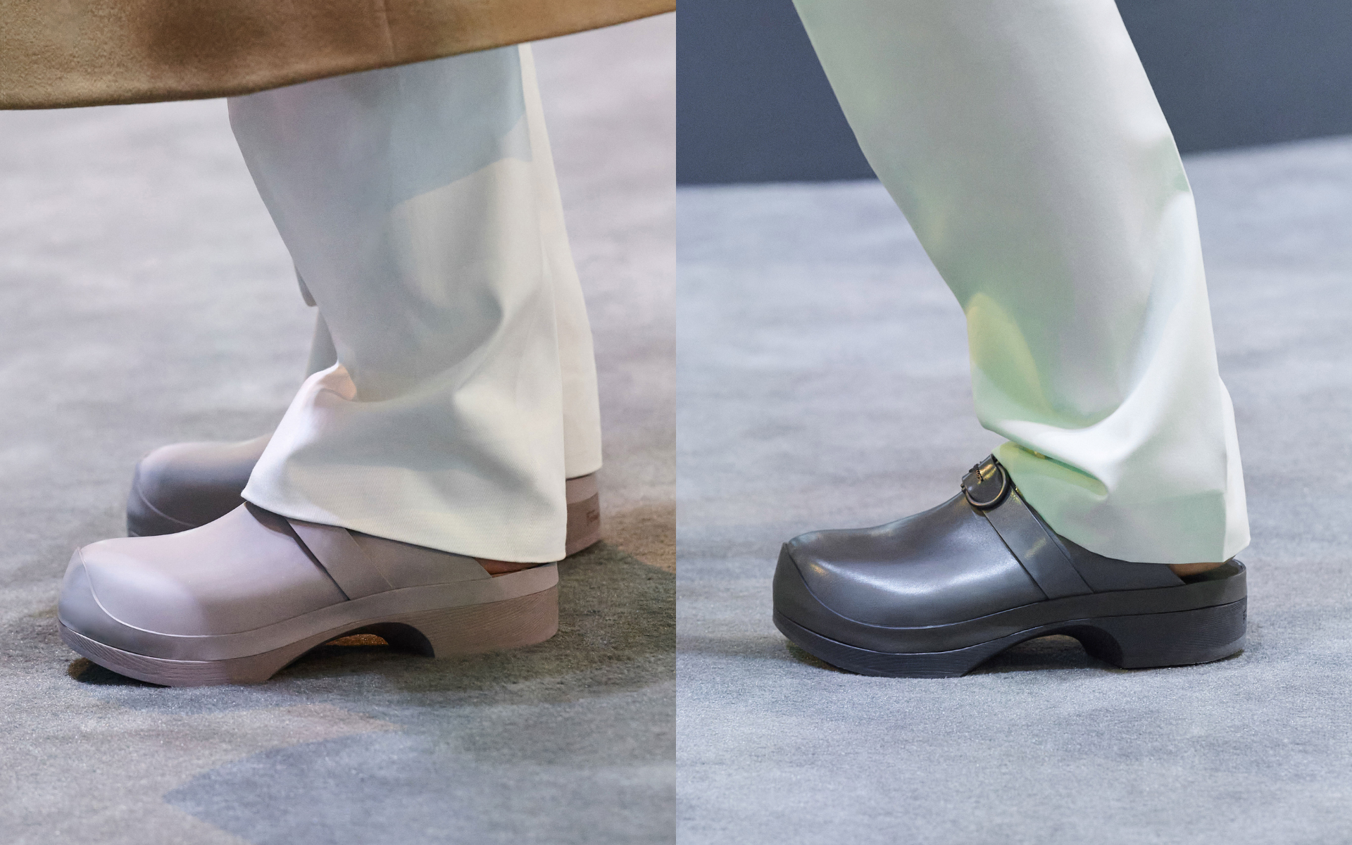 Clogs in rubberised nappa