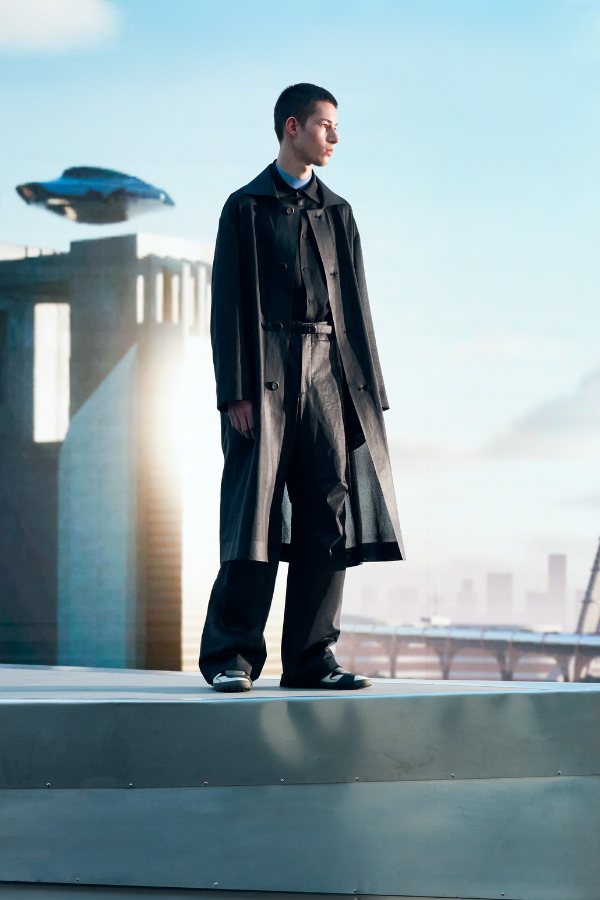 Channelling Neo from The Matrix with the long leather coat
