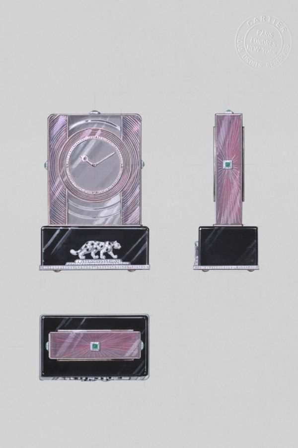 Cartier Mini Panthère Mystery Clock in pink