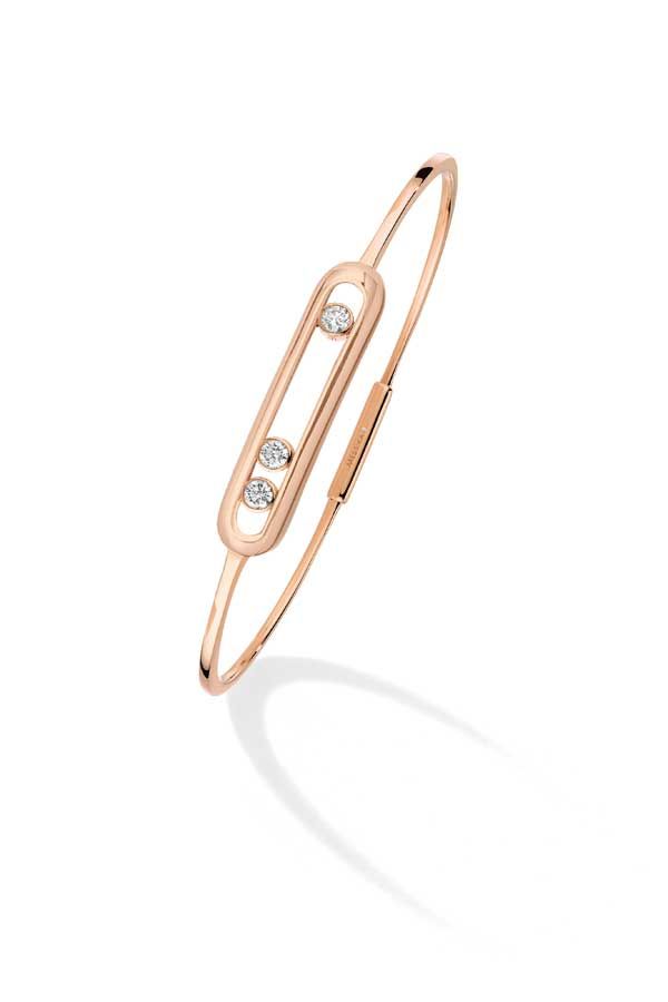 With this pink gold Move Classique bangle by Messika Paris, watch the diamonds dance within the gold frame of the bracelet each time you move your arms (Photo: Messika Paris)