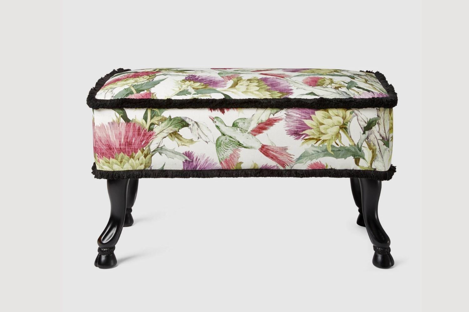 No one does fun, bombastic prints like Gucci, as seen in this Thistles and Birds jacquard stool (Photo: Gucci Decor)