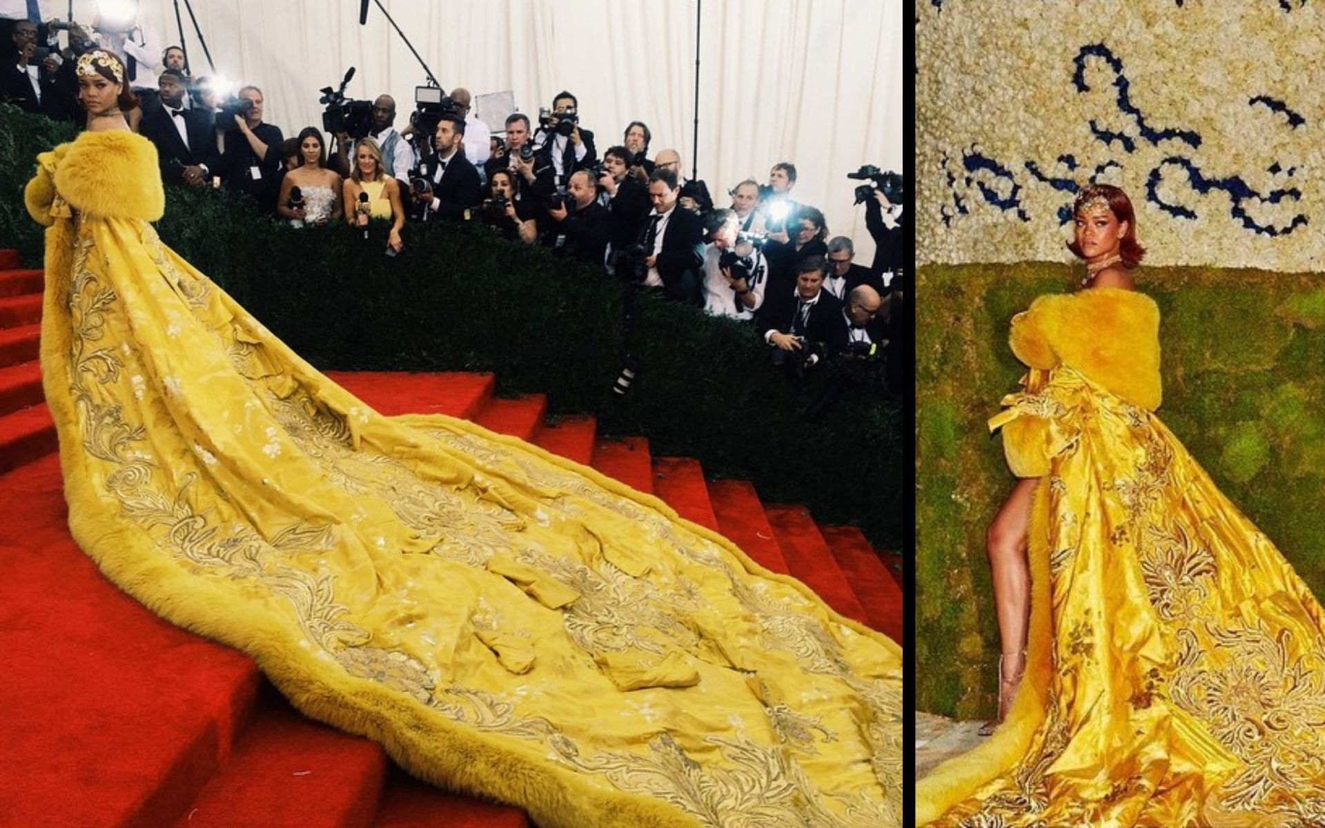 Rihanna in Guo Pei at the 2015 Met Gala. The theme was "China: Through the Looking Glass". (Photo: Instagram/@metmuseum and @badgalriri)