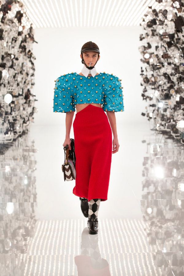 Big, square shoulders with embellished detailing
