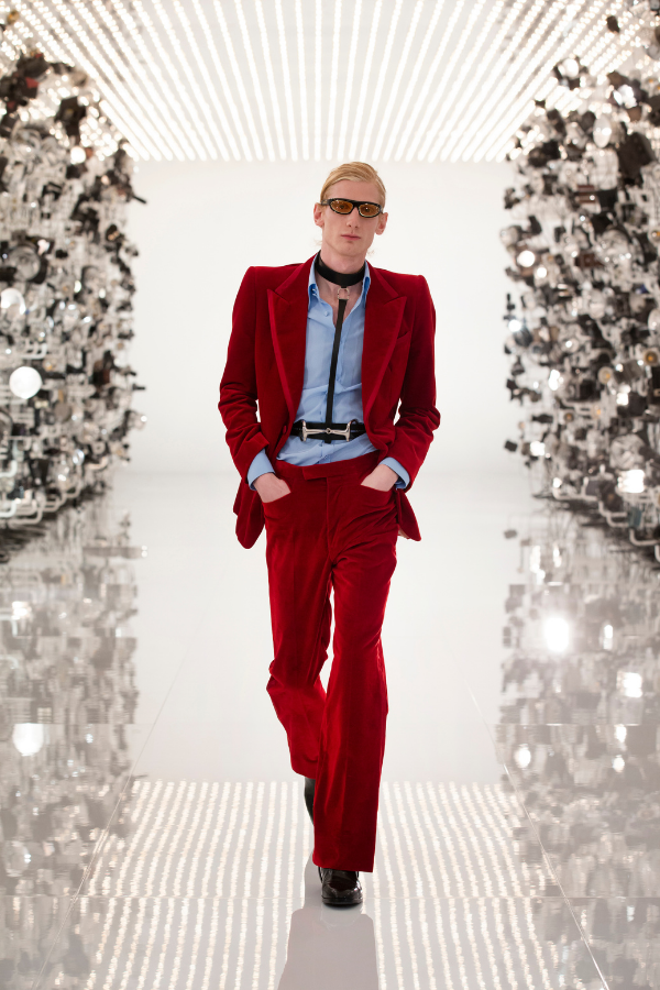 The flared Gucci pantsuit has been making its rounds in Hollywood, from Tom Daley to Harry Styles