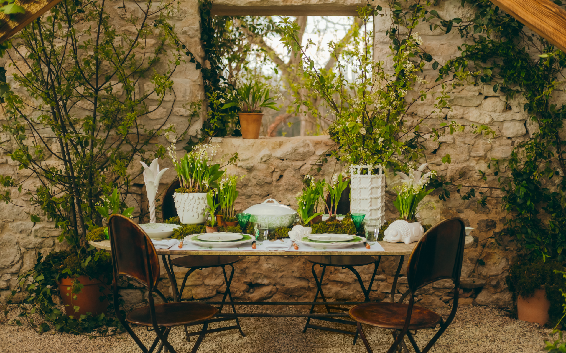 This joyful shoot was captured at Dior Maison's creative director Cordelia de Castellane's idyllic retreat north of Paris