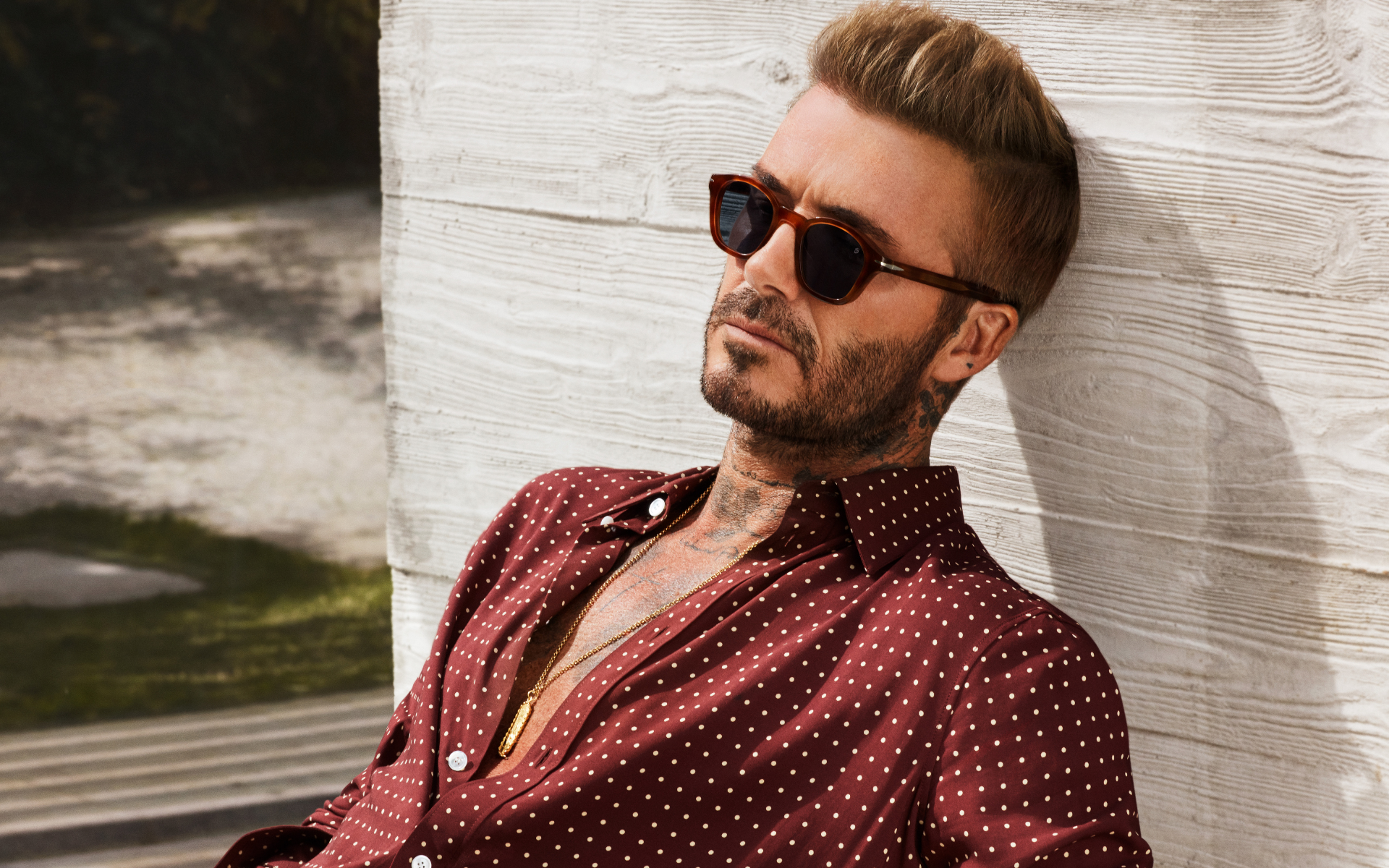 David Beckham modelling sunglasses from his own label (Photo: Safilo)
