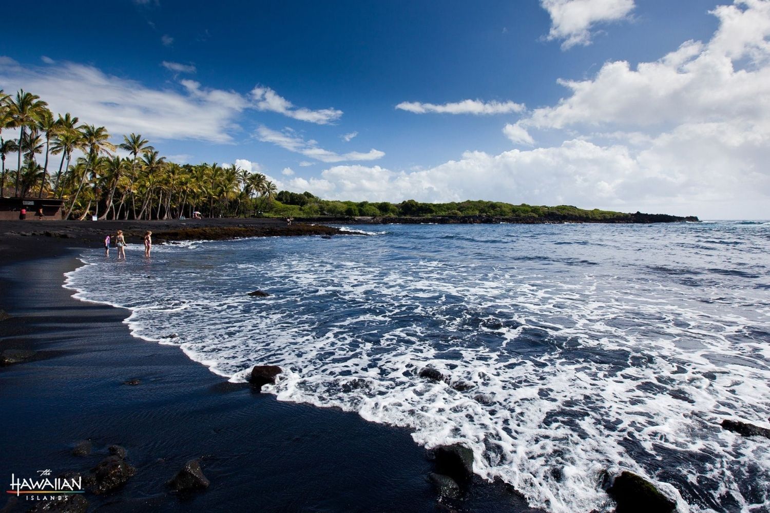 The black sands of Punalu'u Beach on the southeastern coast of Ka’u, Hawaii owe their colour to washed up remnants of Kilauea volcano lava (Photo: Hawaii Tourism Authority)