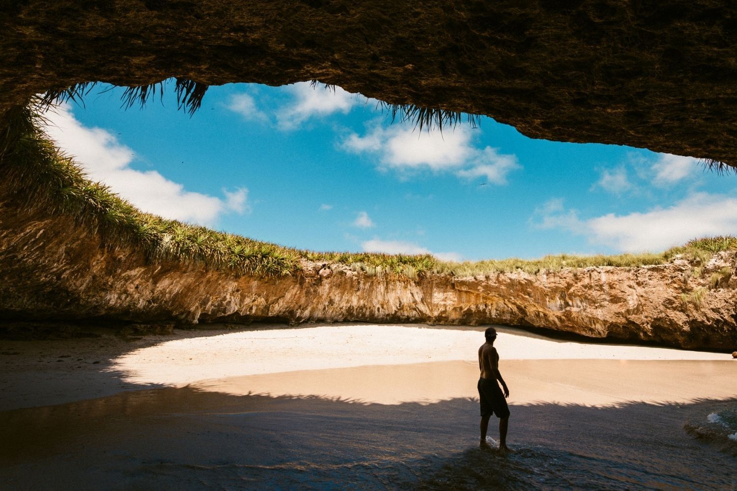 Is it a cave or a beach? The answer is, both! La Playa Escondida off the coast of Puerto Vallarta, Mexico is dubbed the 'Hidden Beach' (Photo: iStock)