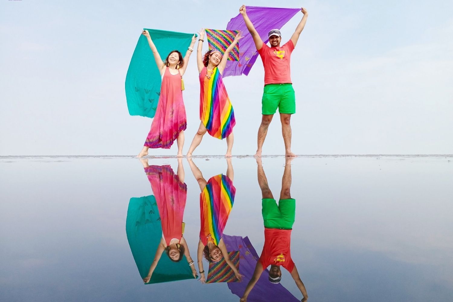Sasaran Beach in Kuala Selangor, Malaysia is also popularly called Sky Mirror in reference to the beach's mirror-like quality caused by a seabed that appears above the water for a few hours at low tide. (Photo: Sky Mirror Tour & Travel)