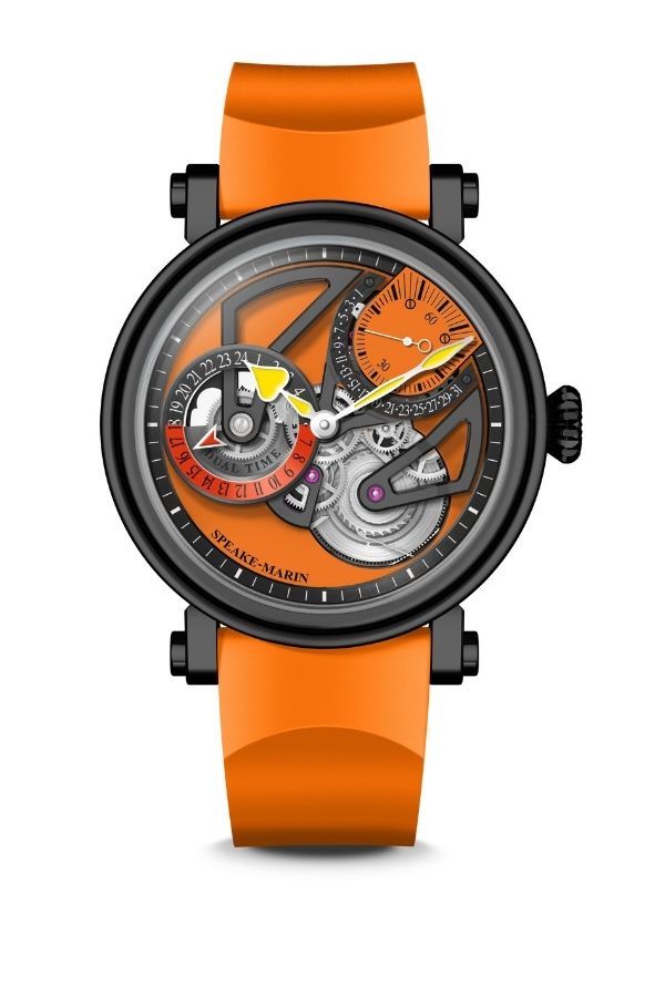 Speake-Marin One&Two Dual Time Only Watch The Sun in bright orange, a colour associated with life and energy