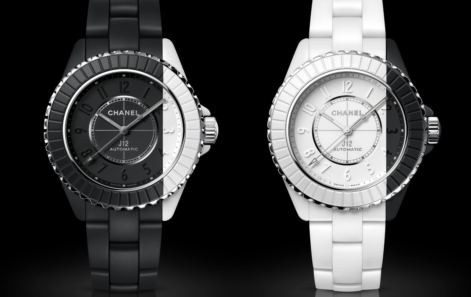 Chanel offers two J12 Paradoxe watches in combination black and white ceramic