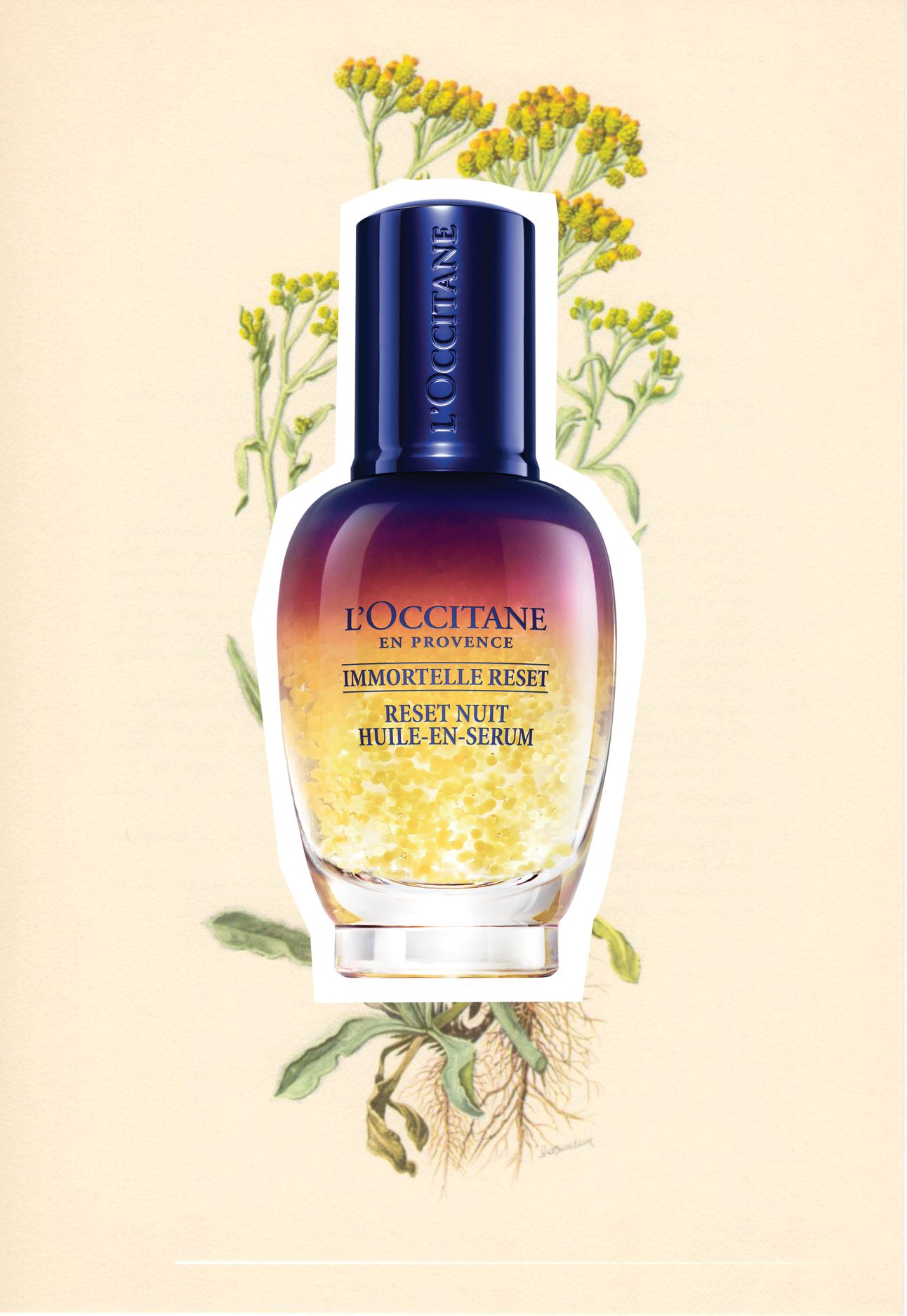 Golden bubbles of immortelle essential oil are the anti-ageing powerhouse of the Immortelle Reset Serum. Keep skin fresh with overnight use and wake up to a radiant glow
