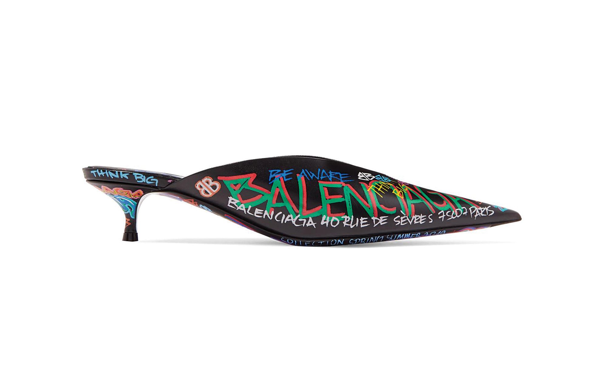 BALENCIAGA | Graffiti monogram kitten mules