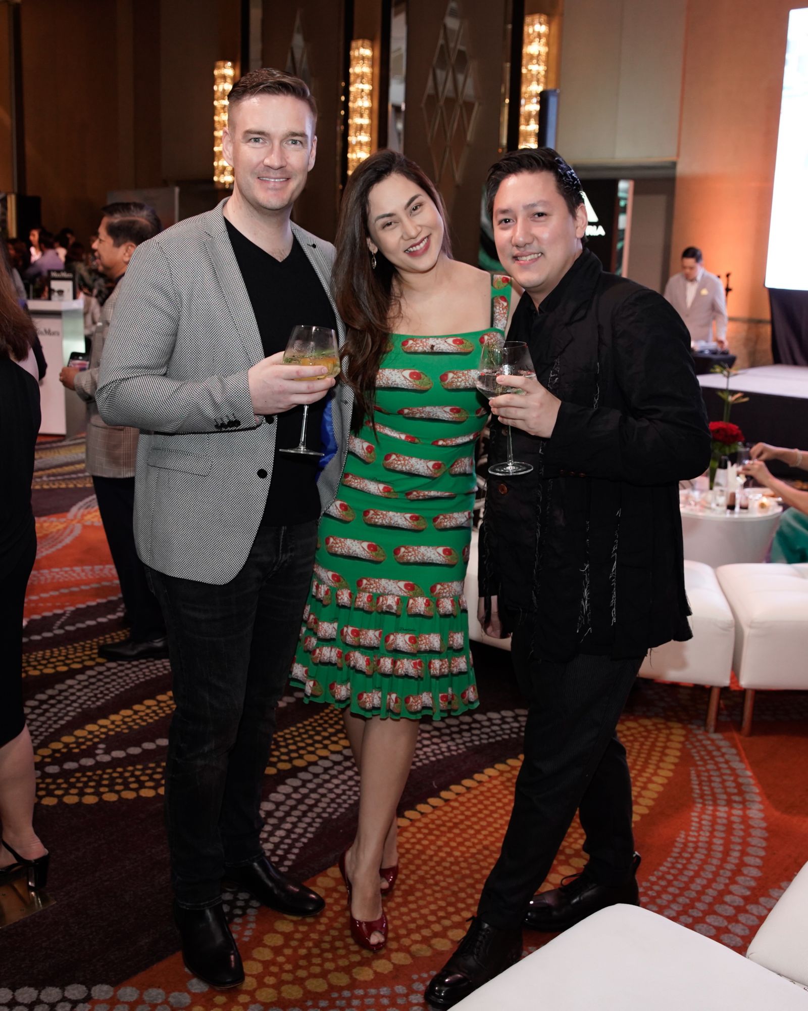 Justin and Cristalle Belo Pitt, and Carlo Calma