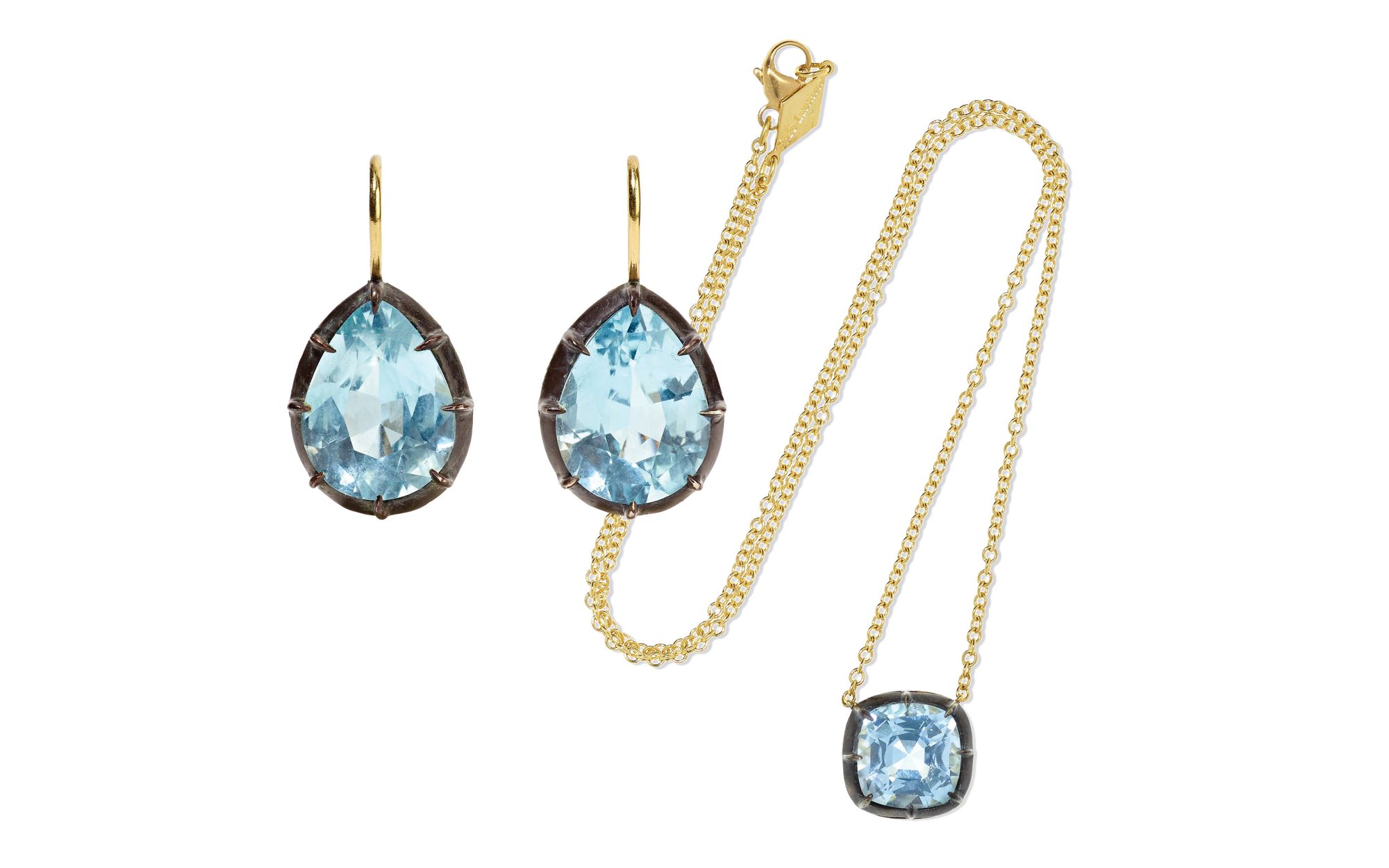 FRED LEIGHTON | Gold necklace and earrings with topaz