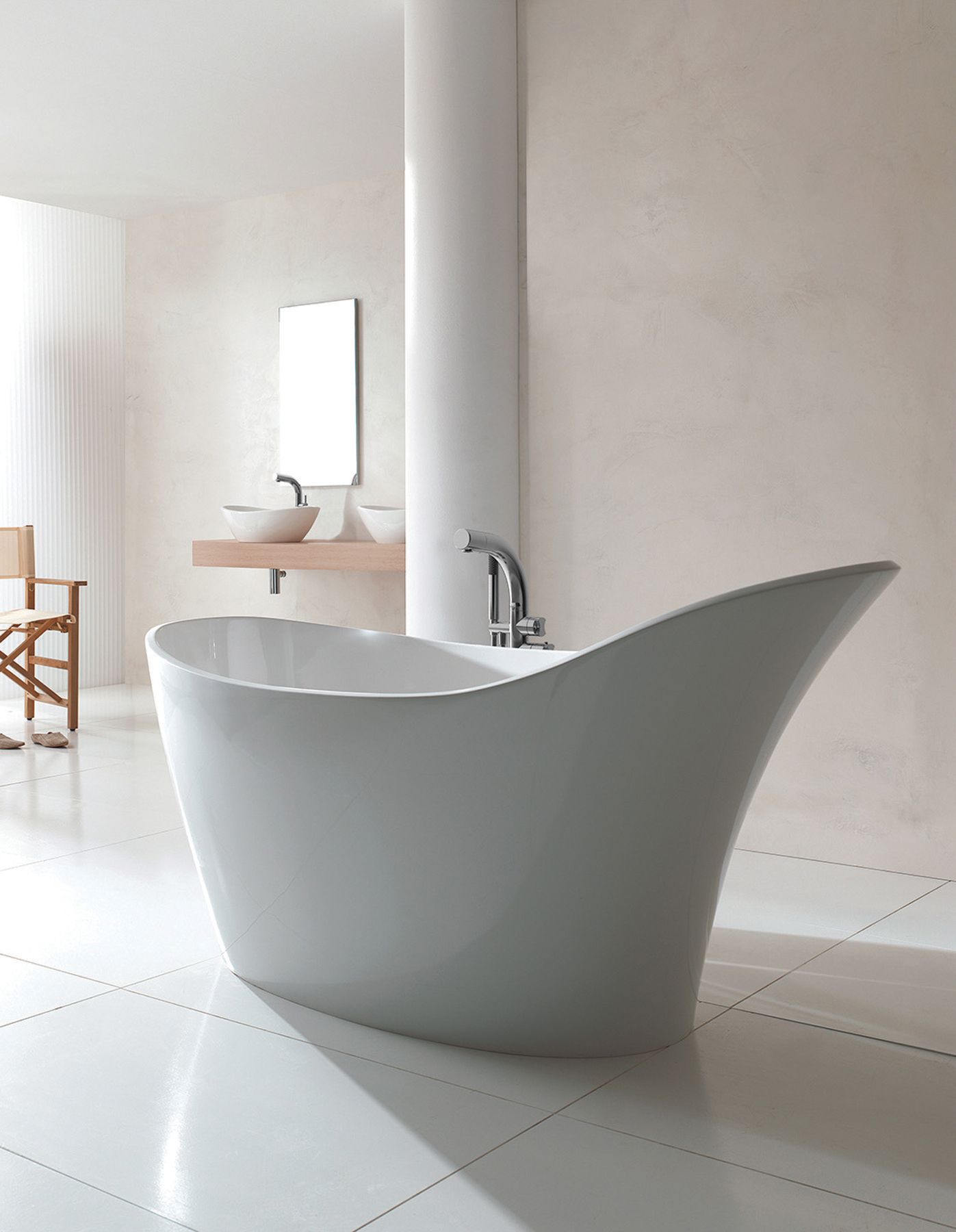 A modern take on the freestanding bathtub, the Amalfi makes a strong statement in design and comfort. Available at Kuysen