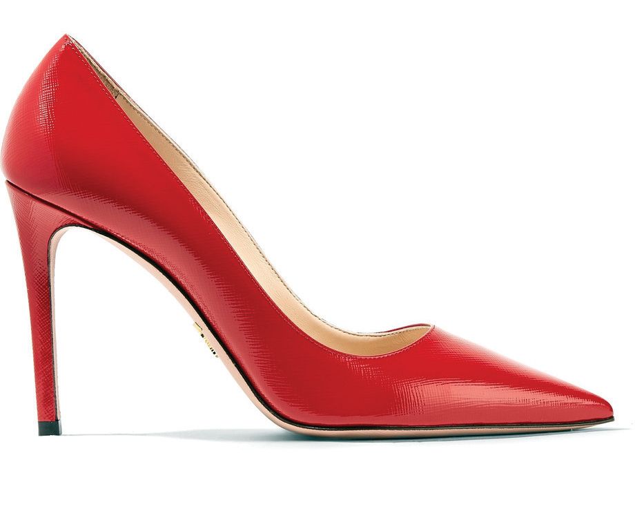 PRADA | 100 glossy textured-leather pumps