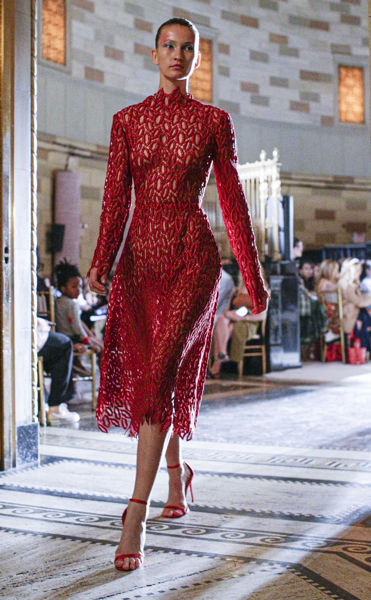 A model walks the runway for Christian Siriano Spring/Summer 2020 show during New York Fashion Week at the Gotham Hall on September 7, 2019 in New York City. (Photo by Kena Betancur / AFP)