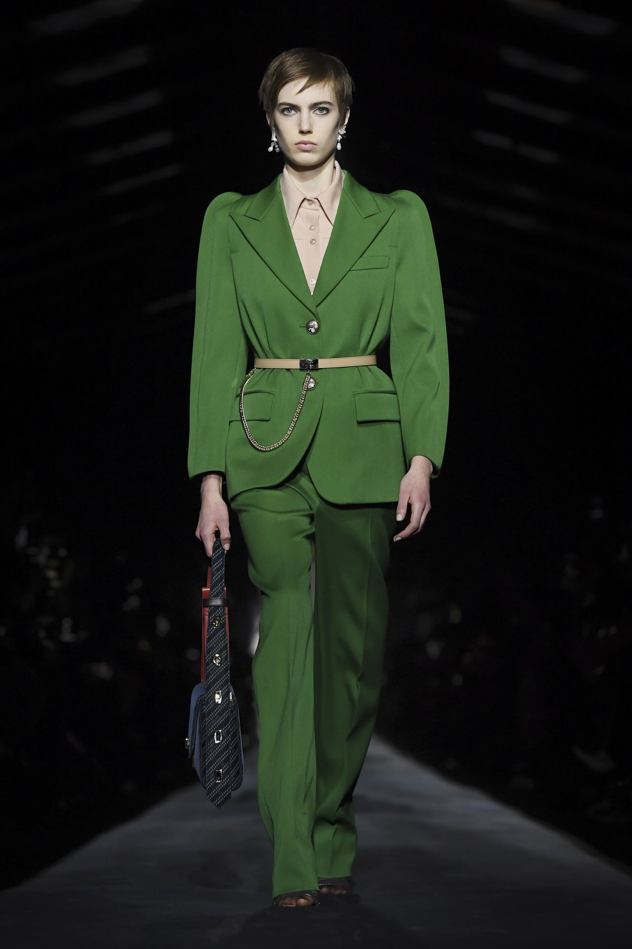 A model presents a creation for Givenchy during the Fall-Winter 2019/2020 Ready-to-Wear collection fashion show in Paris, on March 3, 2019. (Photo by Christophe ARCHAMBAULT / AFP)
