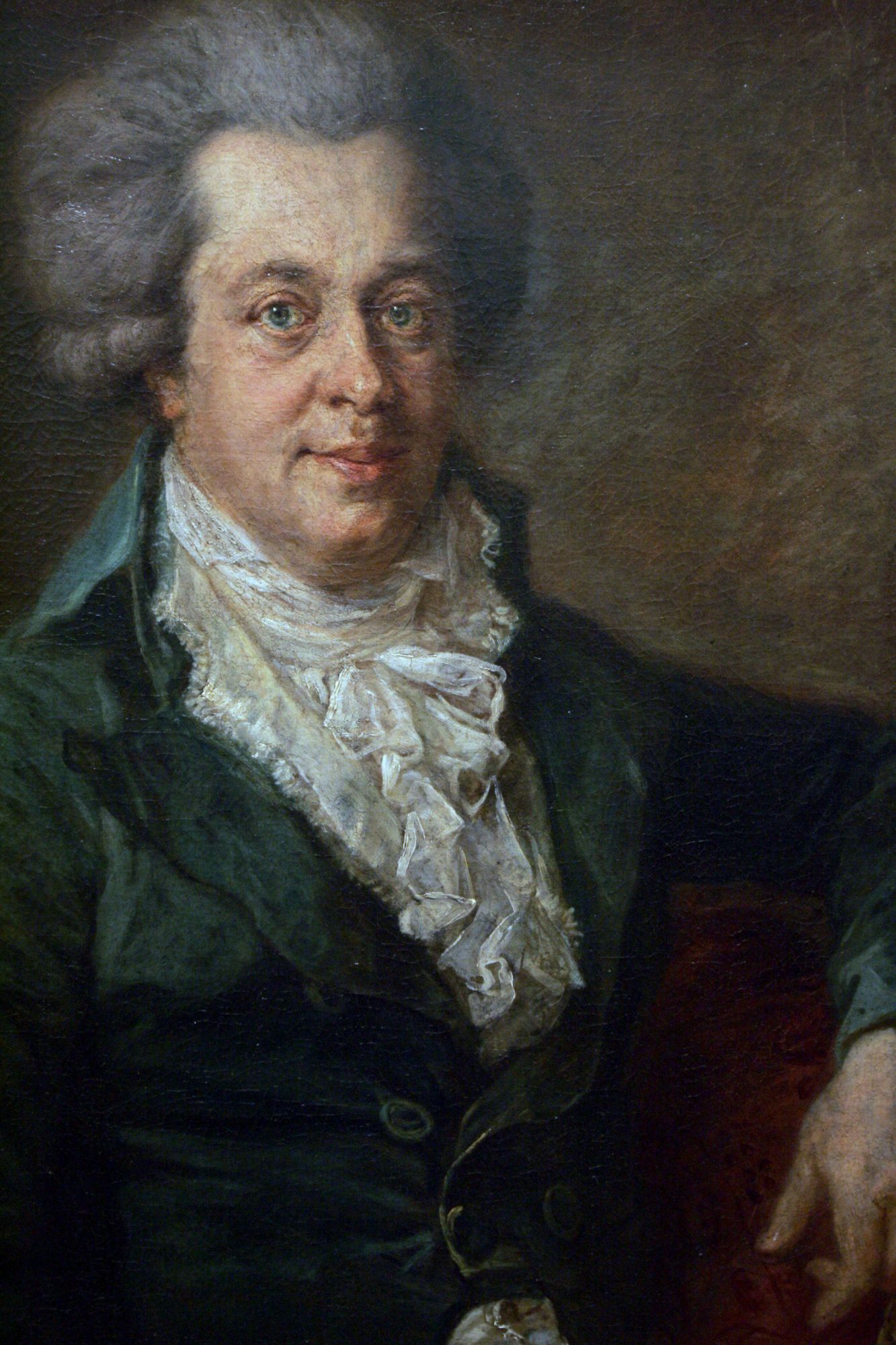 FOR USE EXCLUSIVELY WITH STORIES ON EDLINGER'S PAINTINGA portrait of Austrian Composer Wolfgang Amadeus Mozart (1756-1791) by German painter Johann Edlinger hangs in Berlin's Gemaeldegalerie 20 December 2005. The portrait, painted in 1790, is allegedly the last depiction of Mozart before his death. The painting was re-discovered in 1999, and has sparked controversy as not all specialists believe it depicts the Austrian composer. AFP PHOTO JOHN MACDOUGALL