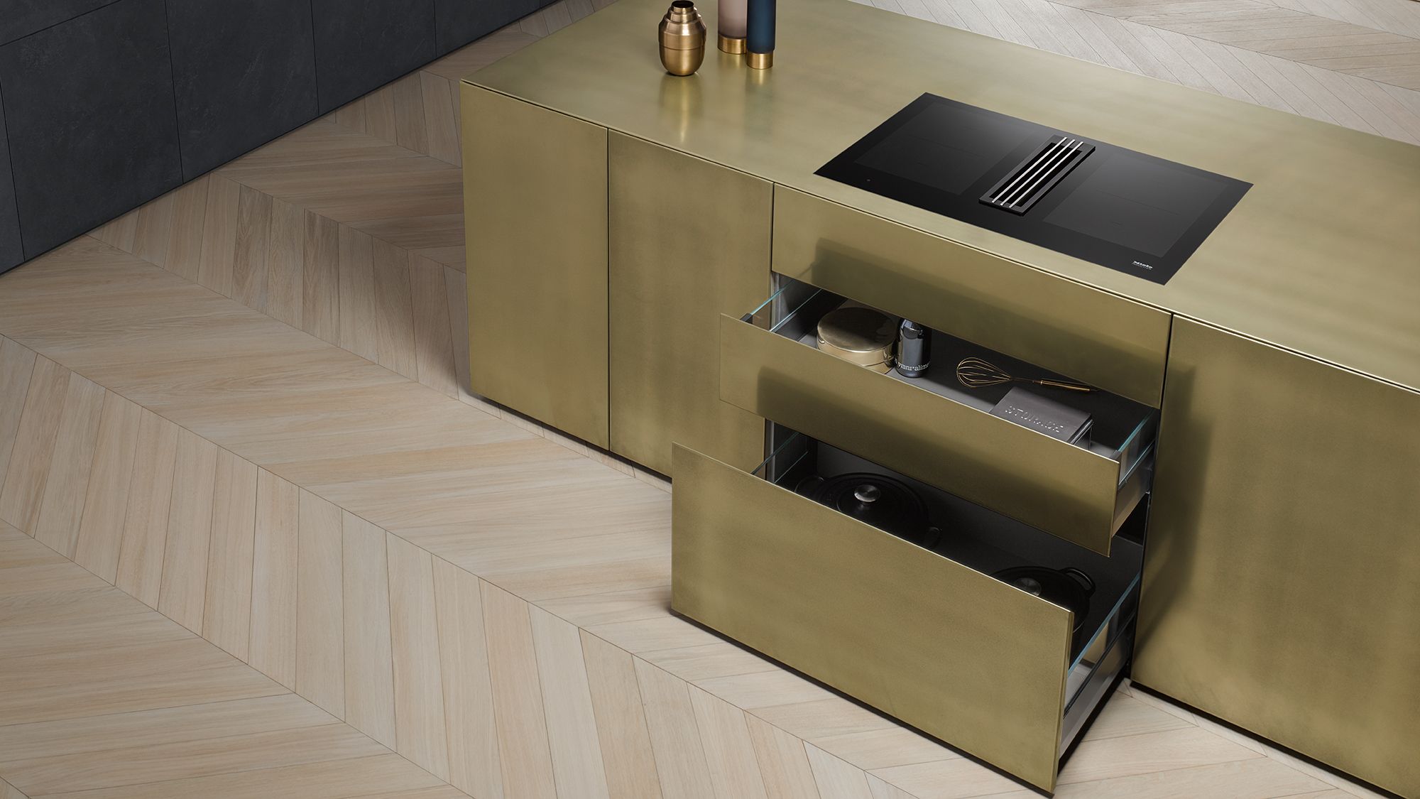Miele’s KMDA TwoInOne induction hob with integrated extractor gives extra convenience to any cooking experience. Available at Focus Global Inc.
