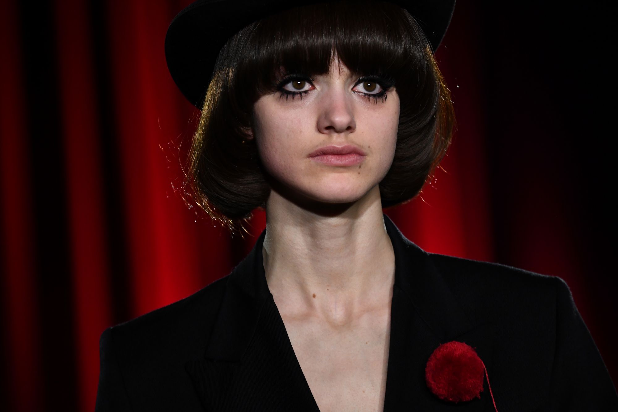 A model presents a creation for AMI by Alexandre Mattiussi during the men's Fall/Winter 2020/2021 collection fashion shows in Paris on January 14, 2020. (Photo by Anne-Christine POUJOULAT / AFP)