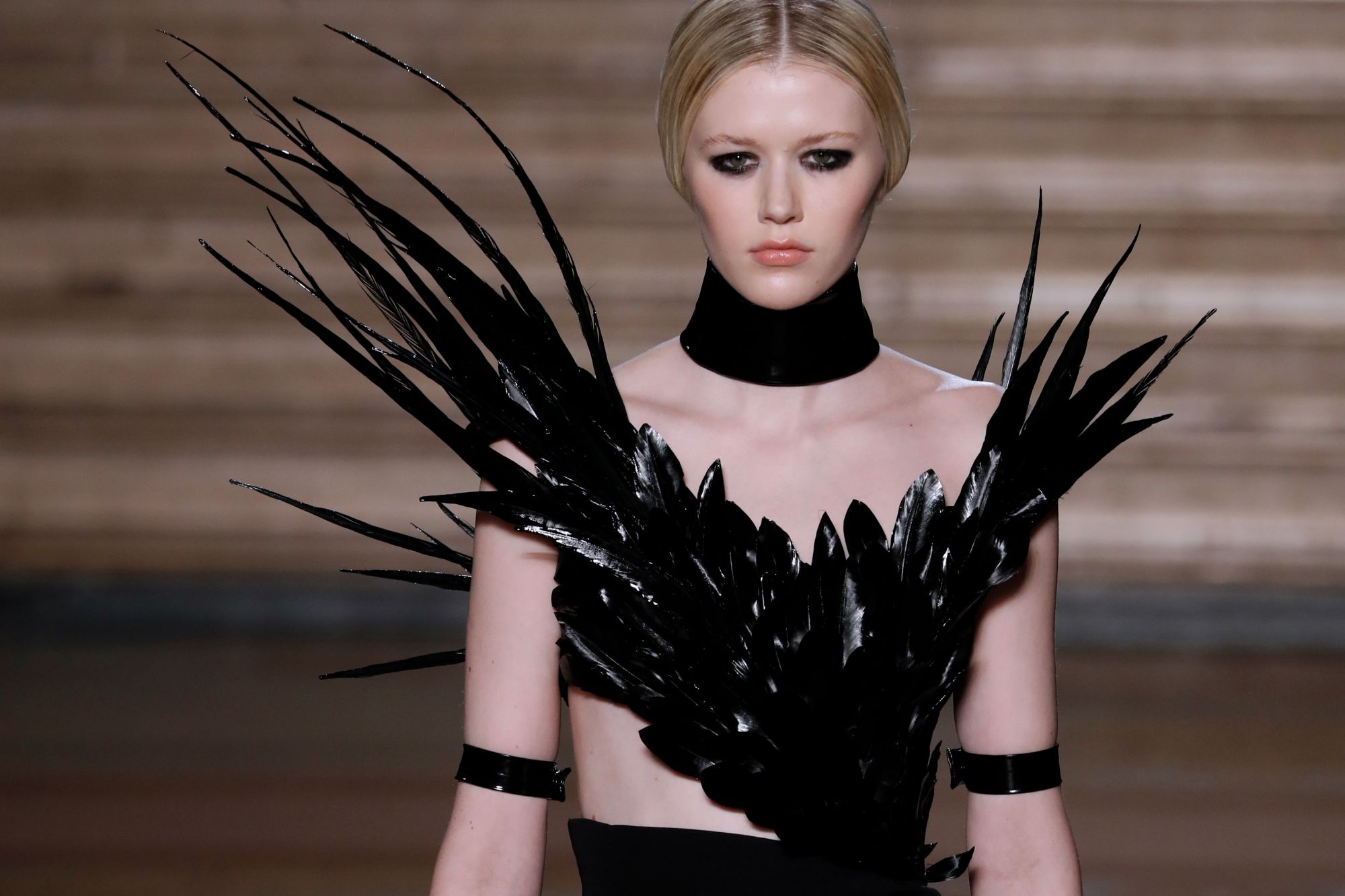 A model presents a creation by Antonio Grimaldi during the Women's Spring-Summer 2020/2021 Haute Couture collection fashion show in Paris, on January 20, 2020. (Photo by FRANCOIS GUILLOT / AFP)