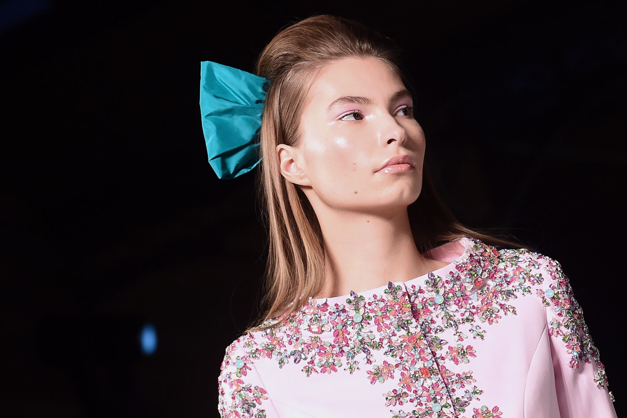 A model presents a creation by Ralph&Russo during the Women's Spring-Summer 2020/2021 Haute Couture collection fashion show in Paris, on January 20, 2020. (Photo by Lucas BARIOULET / AFP)