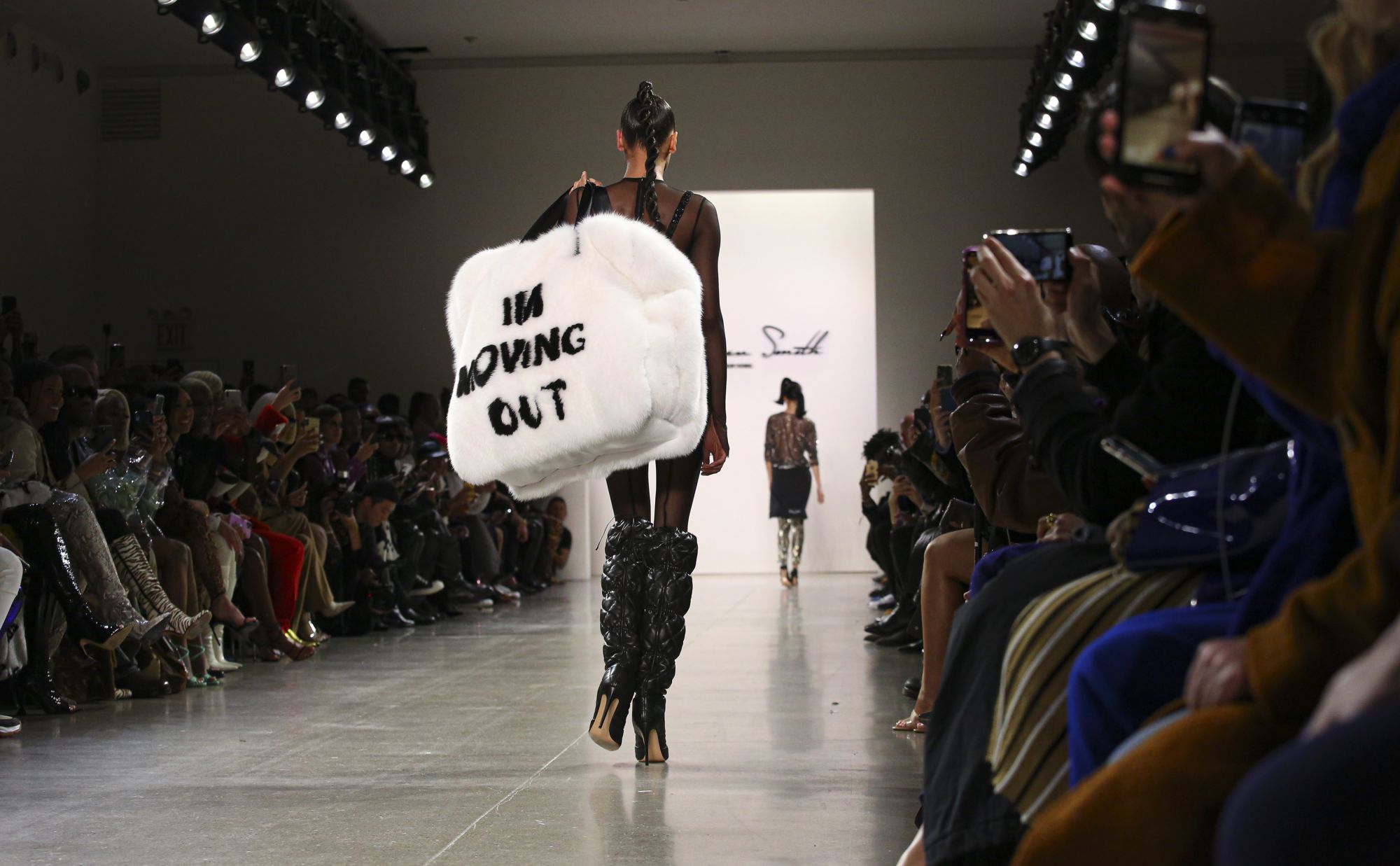 A model presents a creation for LaQuan Smith during New York Fashion Week at Spring Studios on February 8, 2020 in New York City. (Photo by Kena Betancur / AFP)