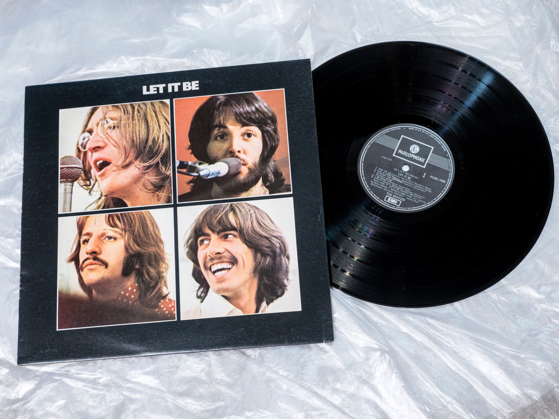 Mandatory Credit: Photo by Scott K MacLeod/Shutterstock (10511415c)The Beatles 1970 LP vinyl album Let it Be, by Apple and EMI on a plastic cloth.Beatles albums, New Zealand - 12 Aug 2019