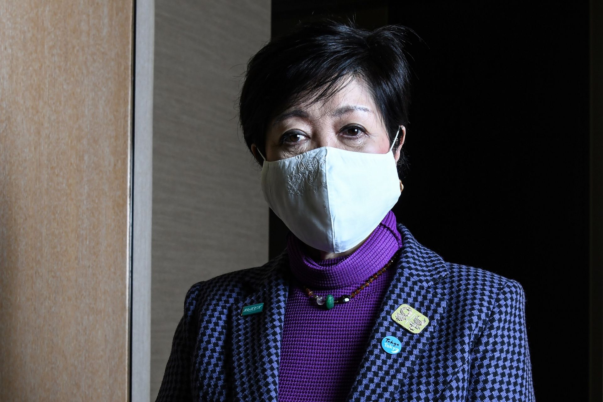 Tokyo Governor Yuriko Koike poses before an interview with AFP in Tokyo on December 15, 2020, where she said she sees "no circumstances" under which virus-postponed Tokyo 2020 Olympics will be cancelled. (Photo by Charly TRIBALLEAU / AFP)