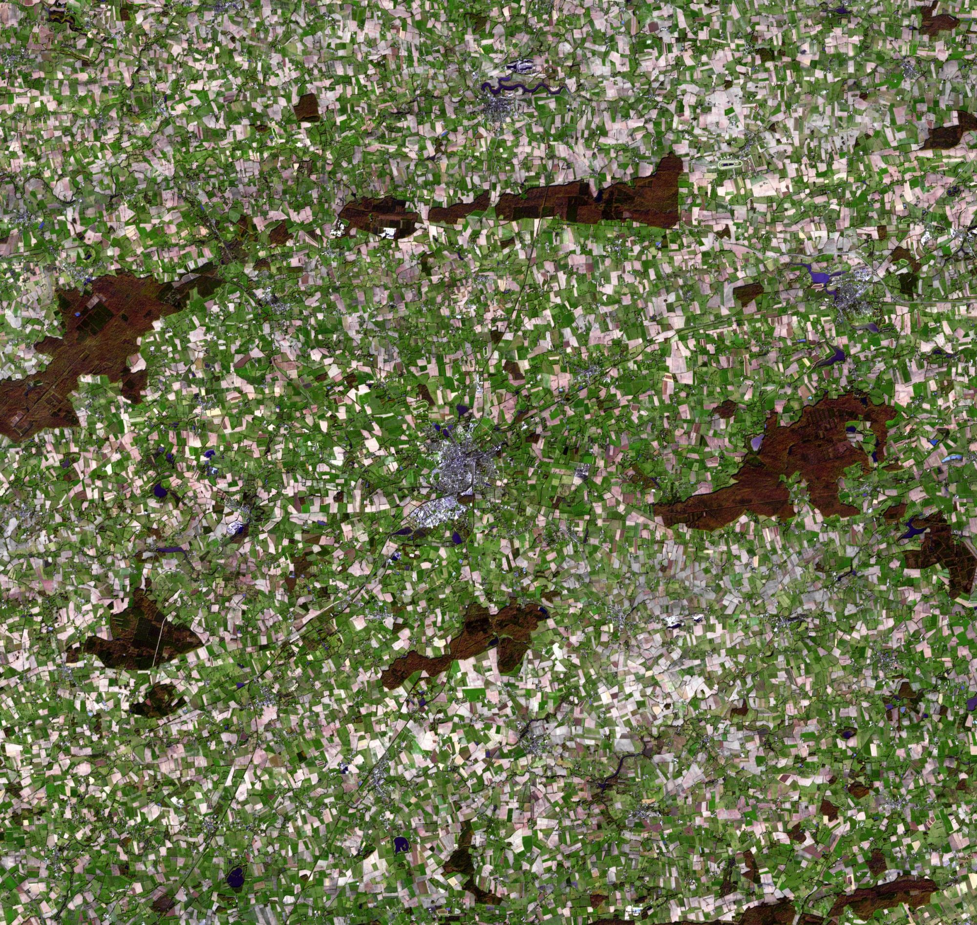 Farmsteads in Chateaubriant, France as seen from space. | Photo from NASA