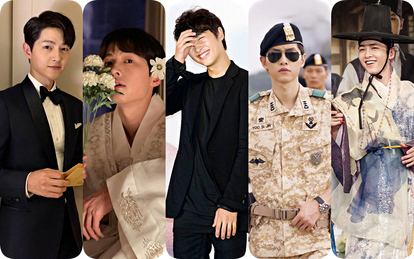 Song Joong-ki Fashion | Photos (L-R): From @historydnc, @hi_songjoongki, Getty Images, Netlix, Getty Images