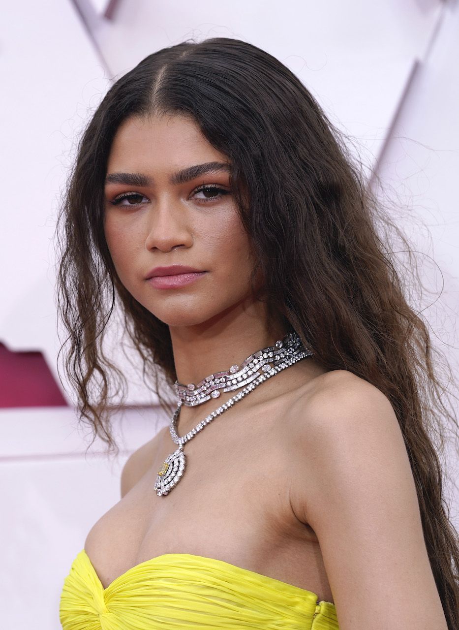 Zendaya arrives at the Oscars on Sunday, 25 April 2021, at Union Station in Los Angeles. (AP Photo/Chris Pizzello, Pool)