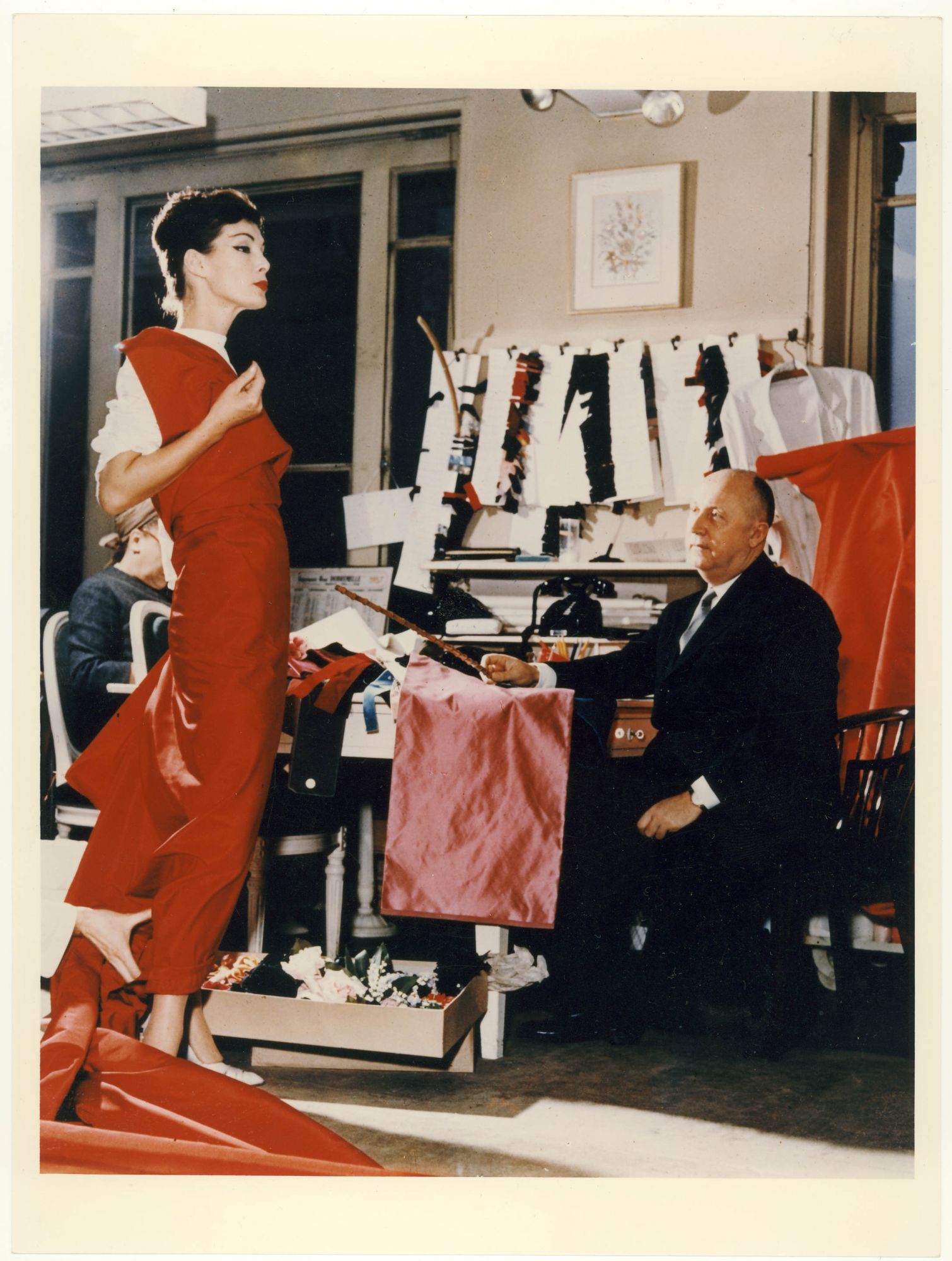 Christian Dior with model Lucky, circa 1955. (Photo: Courtesy of Christian Dior)