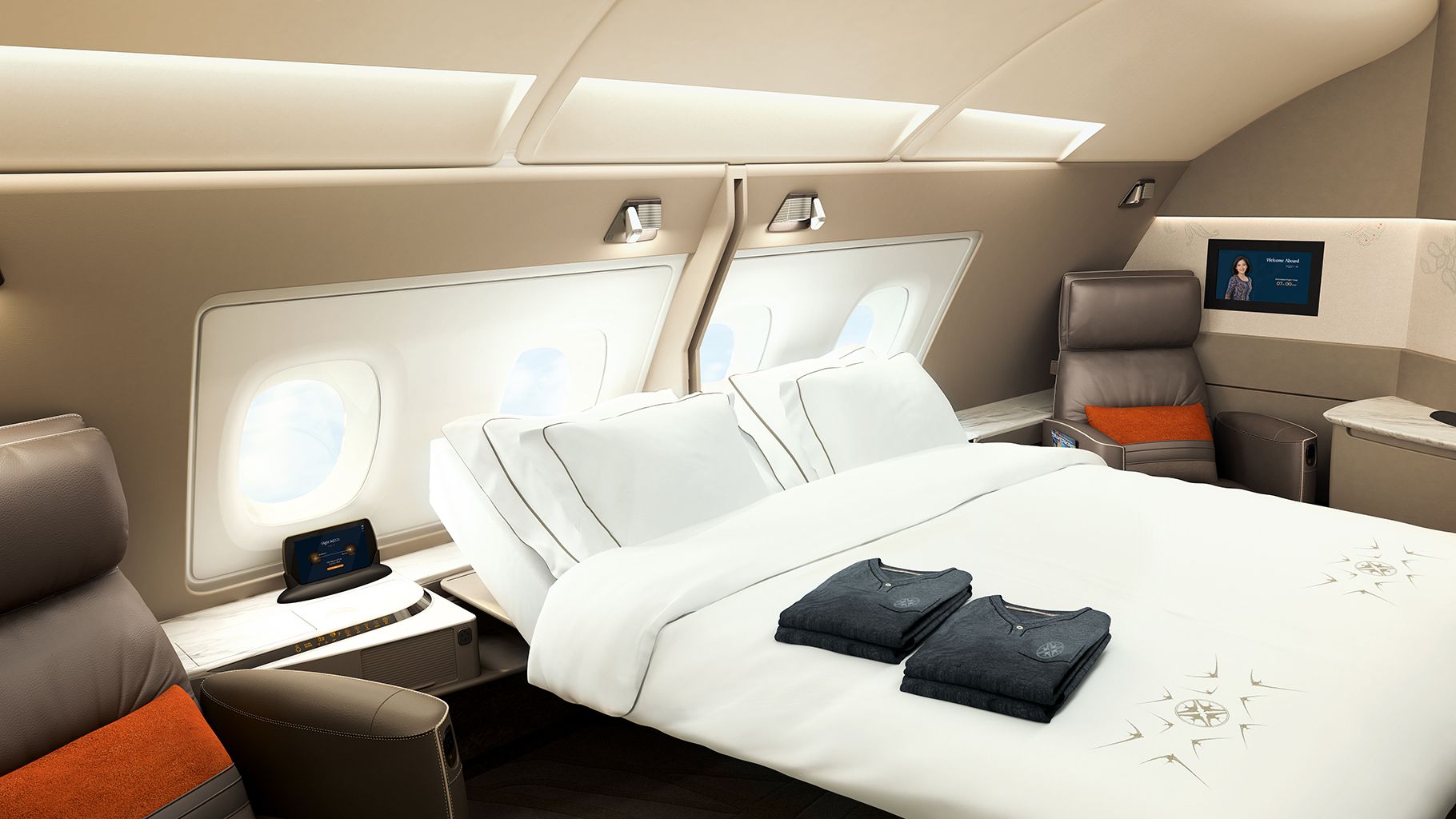 Private Suites, Doubles Beds And Swivel Chairs Aboard Singapore Airlines