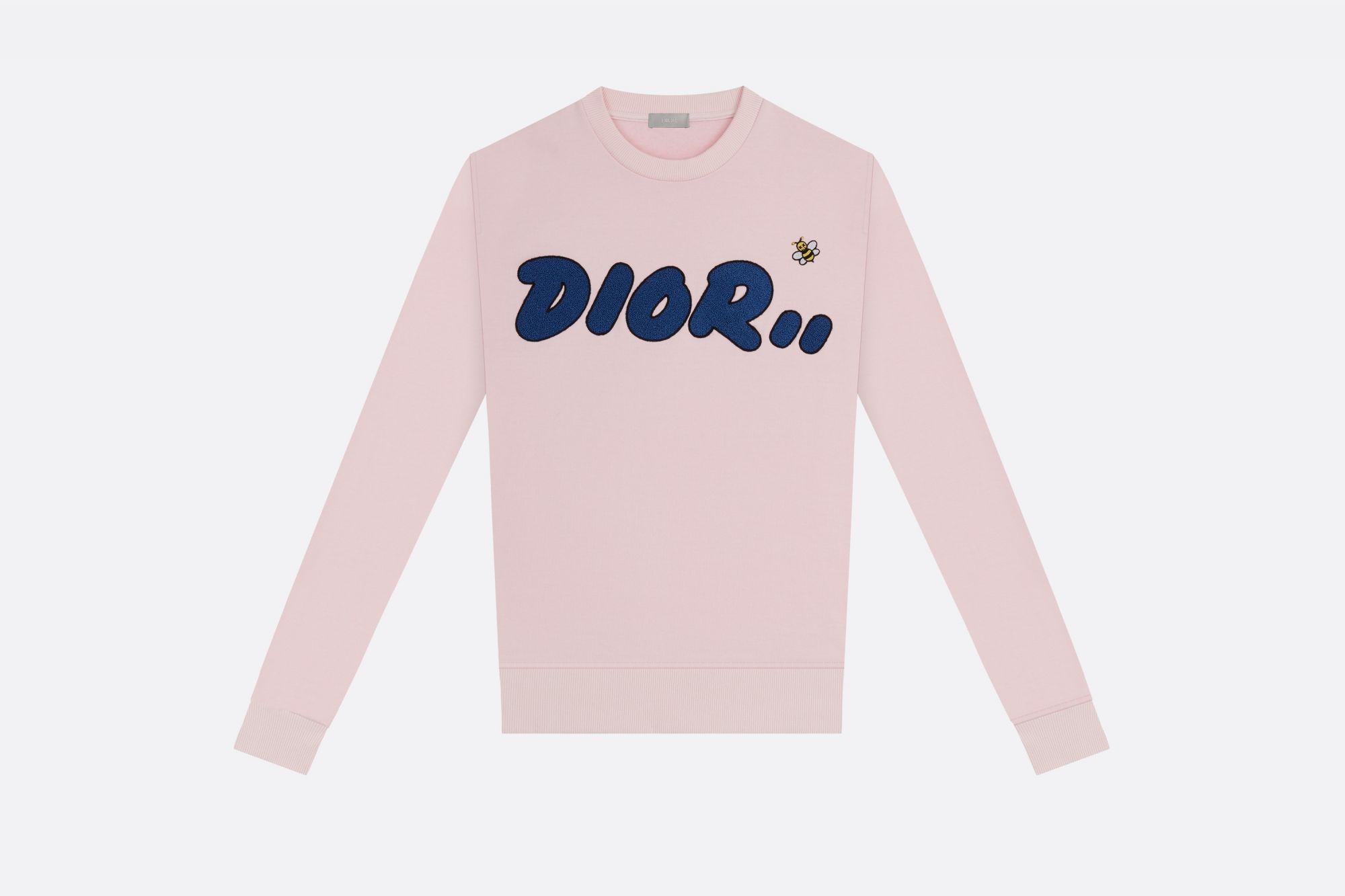 Pink cotton fleece sweatshirt with DIOR x KAWS embroidery