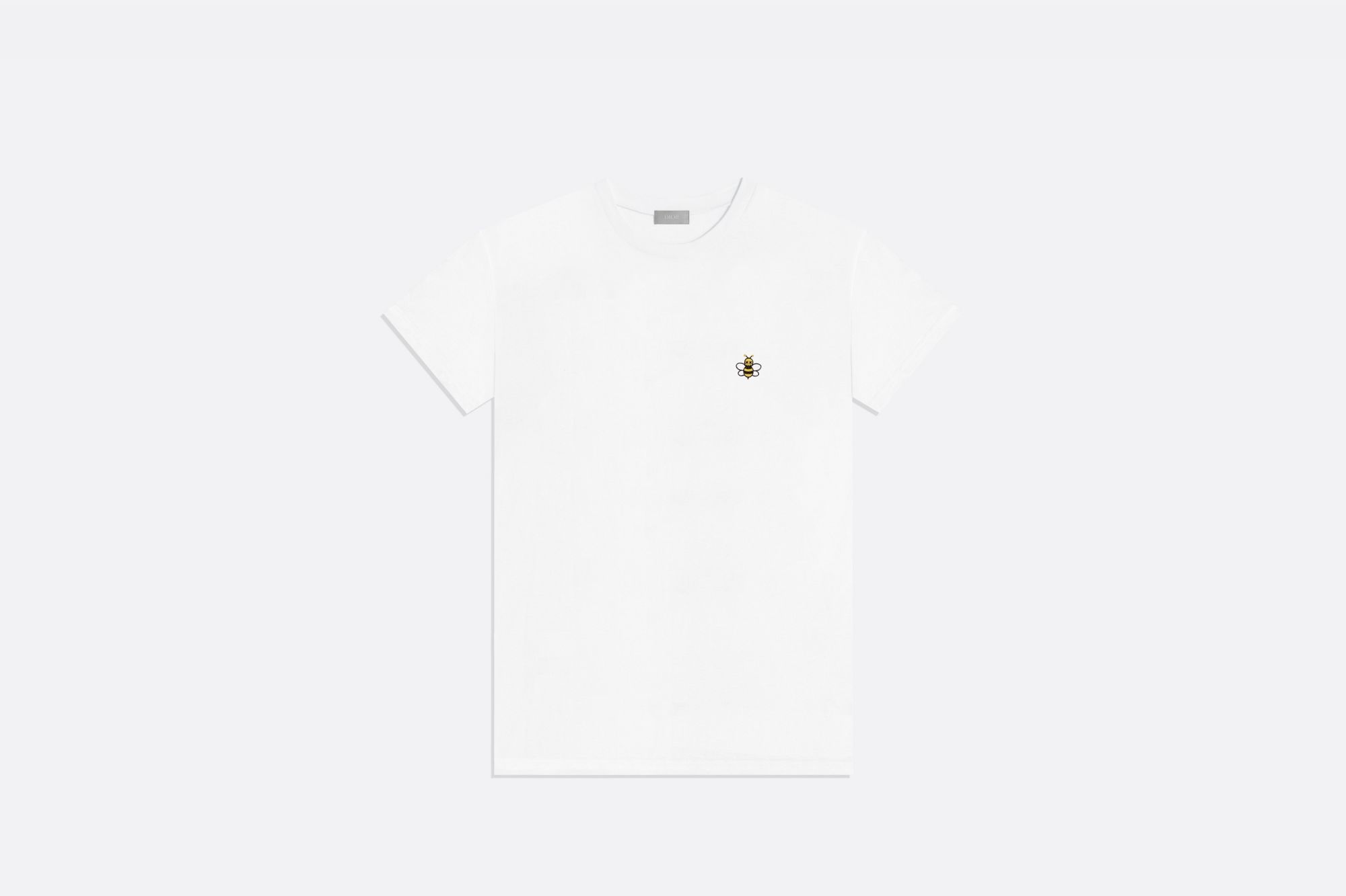 White cotton jersey T-shirt with DIOR x KAWS Bee embroidery