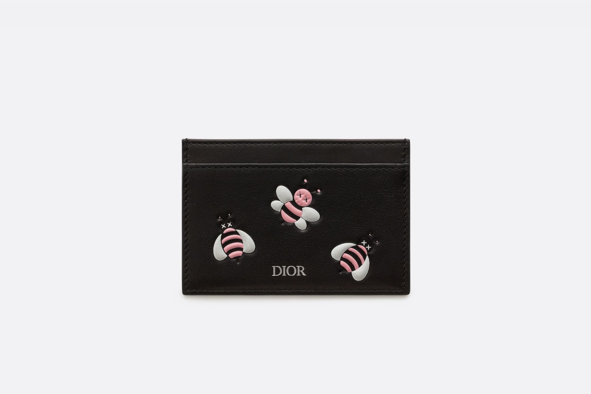 Smooth black calfskin DIOR x KAWS card holder