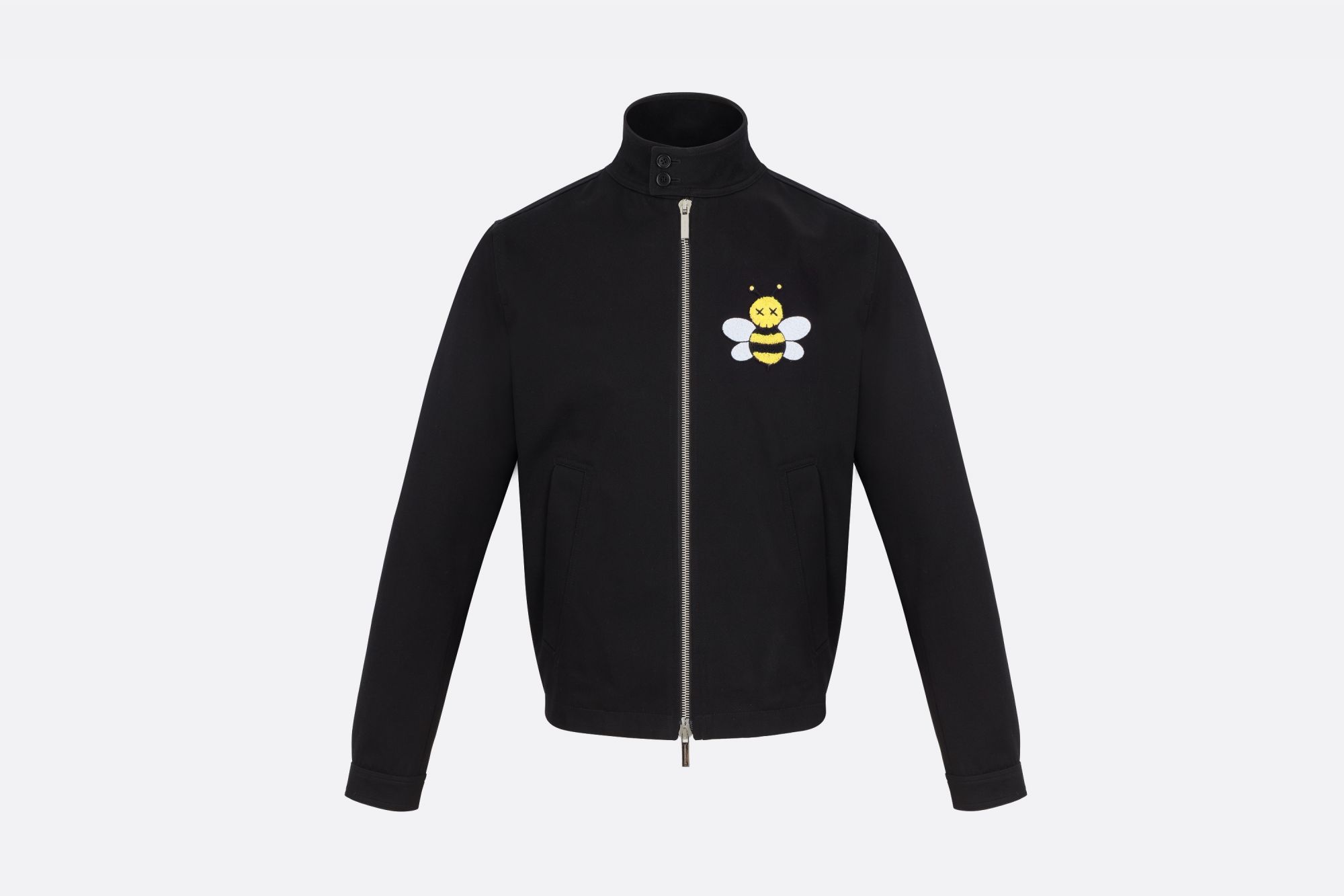 Black cotton drill jacket with DIOR x KAWS Bee patch
