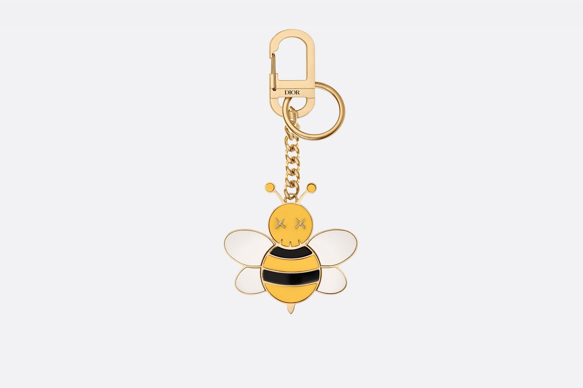 DIOR x KAWS bee key ring in gold-tone brass and resin