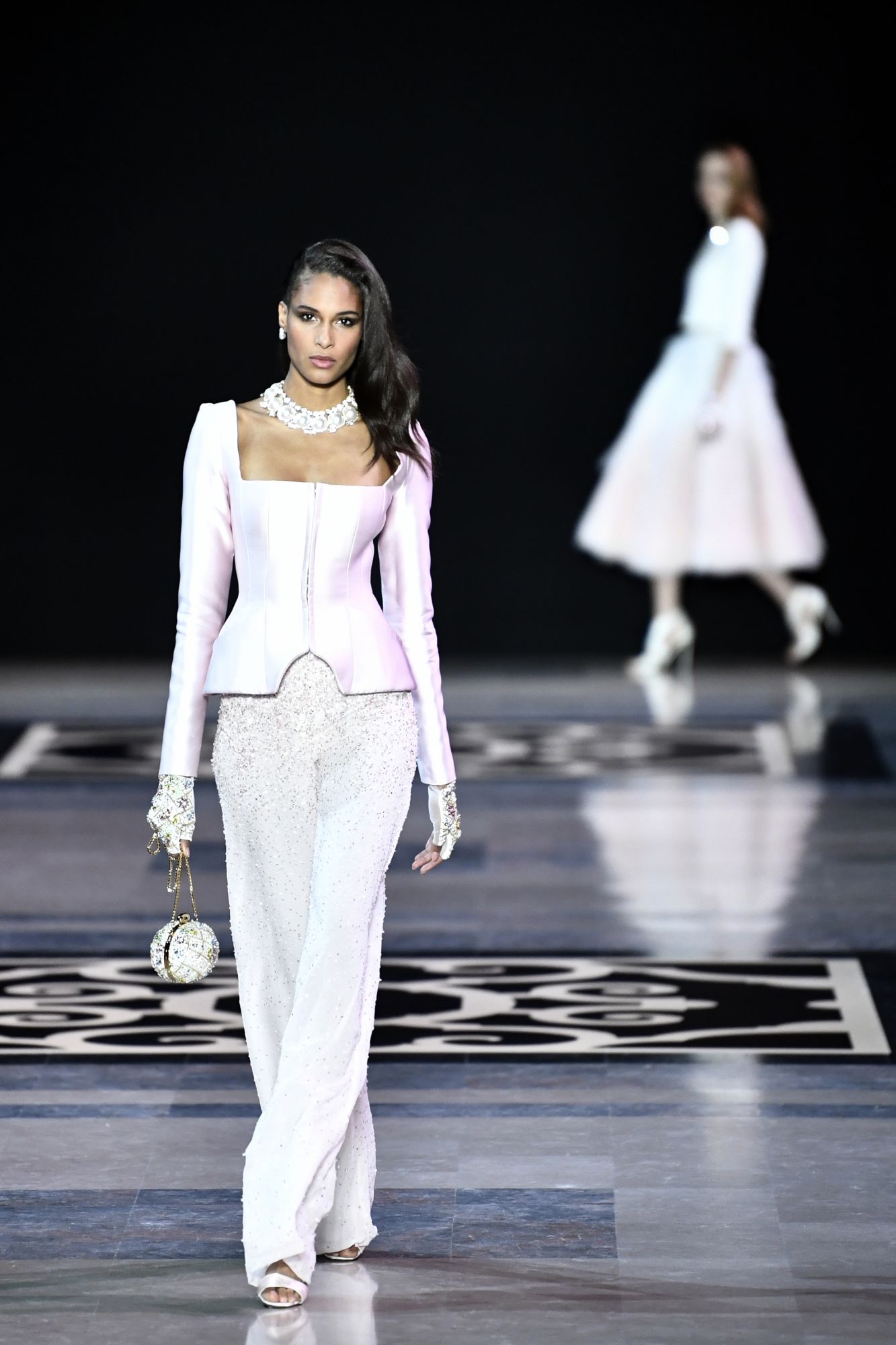 Corsets were one of the mainstays in the collection by Georges Hobeika, which was inspired by 18th century France. Paris, January 21, 2019; Image: Courtesy of Stephane de Sakutin/AFP