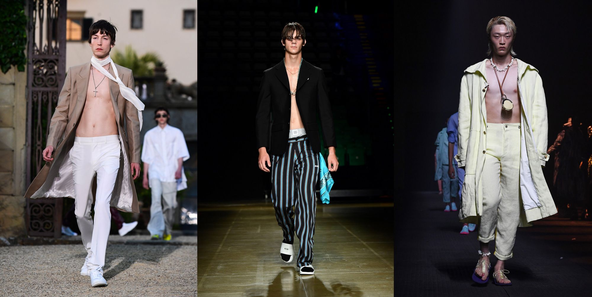 Bare-chested looks by Givenchy, MSGM and Kenzo